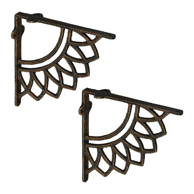 Shelf Brackets, Mandala Design, Cast Iron, Set of 2