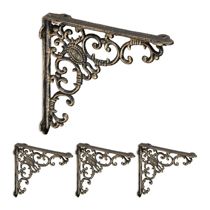 Shelf Brackets, Set of 4, Vintage Cast Iron 90° Angle