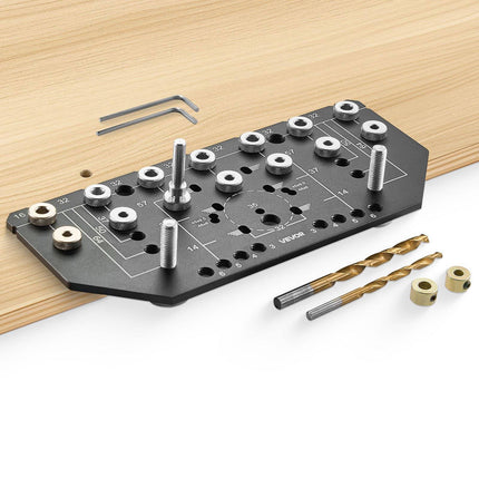 Shelf Pin Jig and Hinge Jig Set, Aluminum, 2 Drill Bits