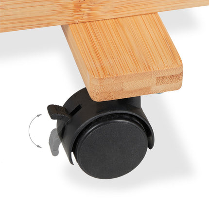 Shelf for plants in bamboo with wheels