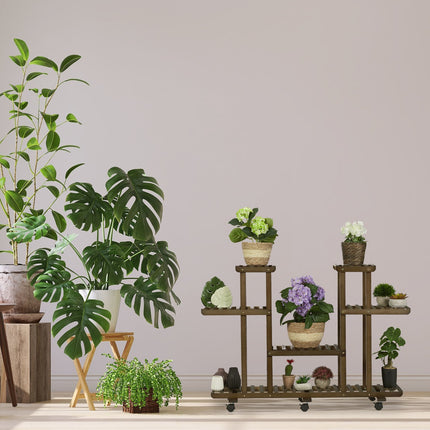 Shelf for plants in brown bamboo 6 shelves
