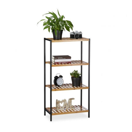 Shelf in bamboo + steel 4 shelves