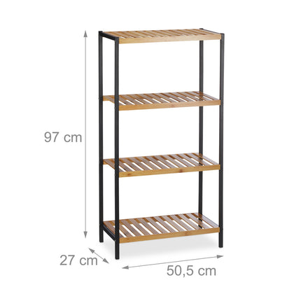 Shelf in bamboo + steel 4 shelves