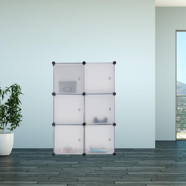 Shelf system with 6 doors