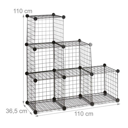 Shelf system with wire mesh 6 compartments