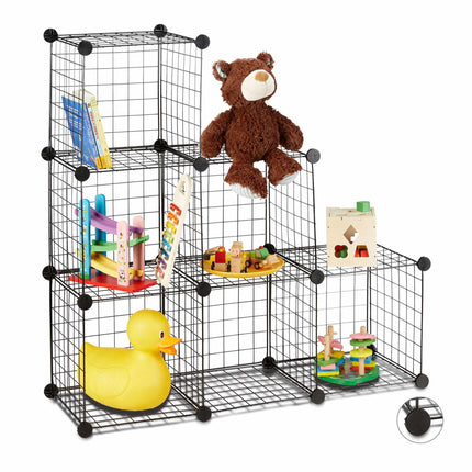 Shelf system with wire mesh 6 compartments