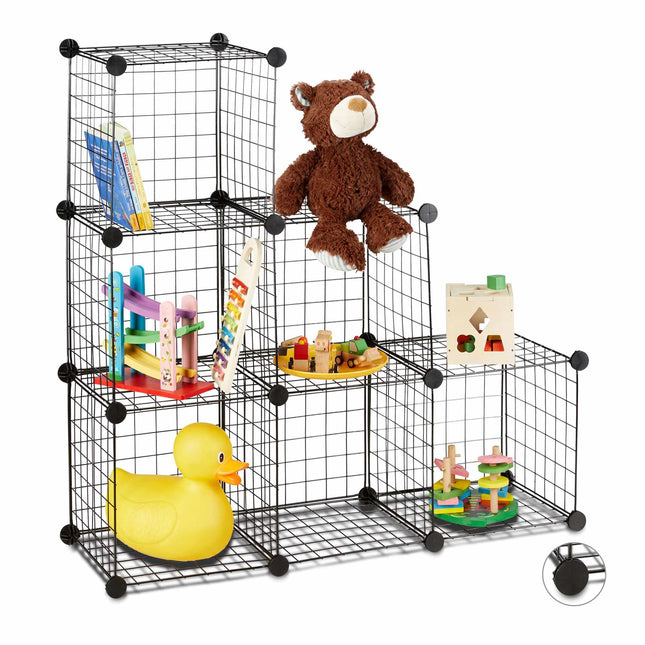 Shelf system with wire mesh 6 compartments