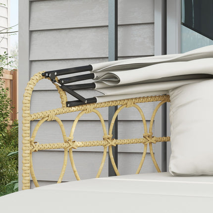 Garden furniture set, cream-coloured, with canopy and coffee table