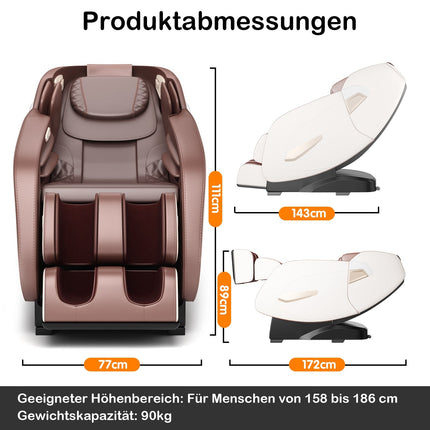 Shiatsu Massage Chair with Heat, Bluetooth, Full Body Relaxation