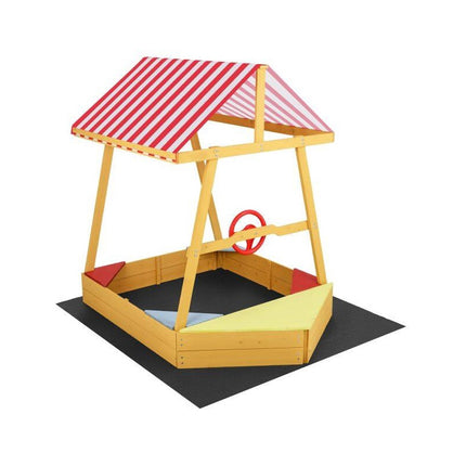 Ship-Shaped Sandpit with Canopy and Steering Wheel, 18 Months+, Yellow