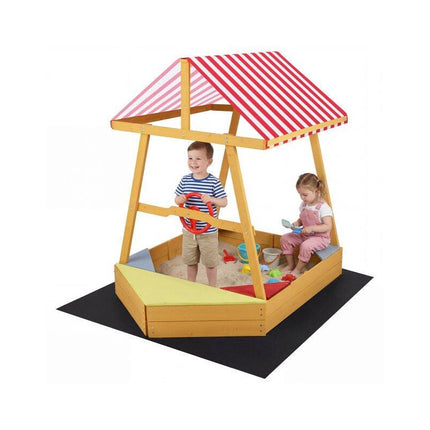 Ship-Shaped Sandpit with Canopy and Steering Wheel, 18 Months+, Yellow