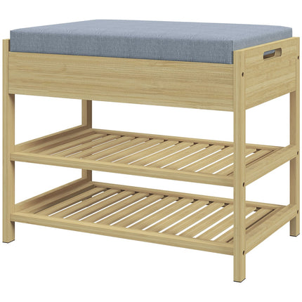 Bamboo shoe bench with drawer, 2-tier rack - 4 pairs
