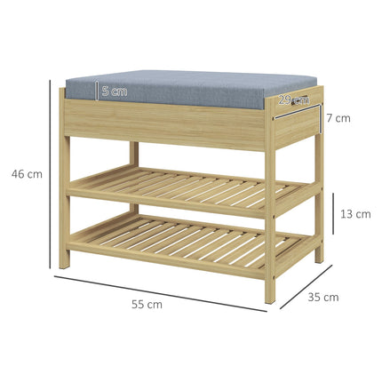 Bamboo shoe bench with drawer, 2-tier rack - 4 pairs