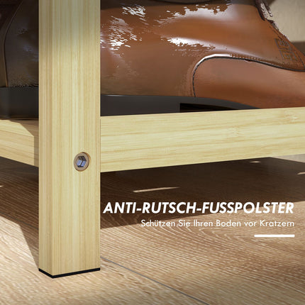Bamboo shoe bench with drawer, 2-tier rack - 4 pairs