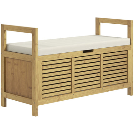 Bamboo Shoe storage bench with folding lid - 100x40x60 cm