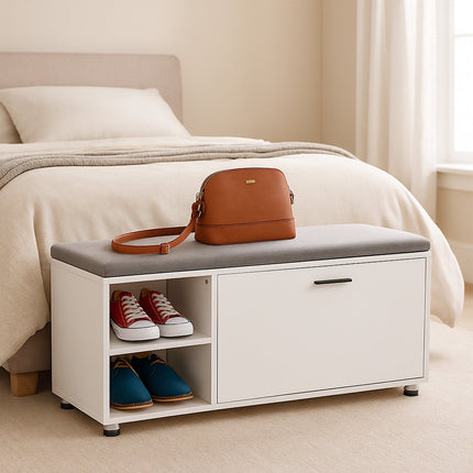 Shoe Bench with Cushion & Hallway Cabinet Set