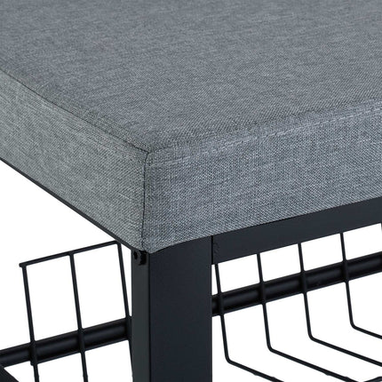 Shoe Bench with Cushion, Metal Frame, 2-Tier Rack