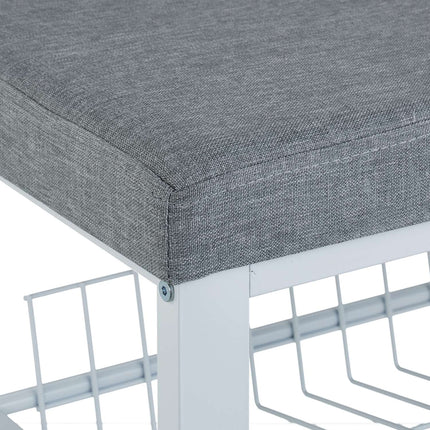 Shoe Bench with Cushion, Metal Frame, 2-Tier Rack