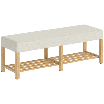 Shoe Bench with Cushion, Rubberwood, 140cm, 220kg Capacity