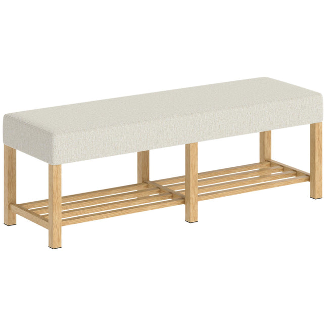 Schoenenbank met kussen, rubberhout, 140 cm, draagvermogen 220 kg