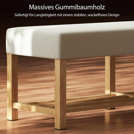 Shoe Bench with Cushion, Rubberwood, 140cm, 220kg Capacity