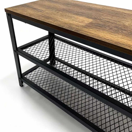 Shoe Bench with Seat and 2 Shelves for Entryway