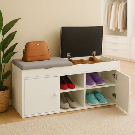 Shoe Bench with Storage and Lift-Up Seat