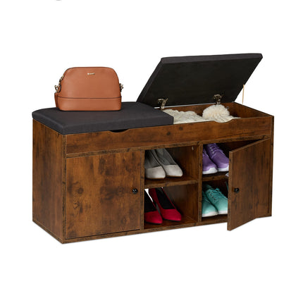 Shoe Bench with Storage and Lift-Up Seat
