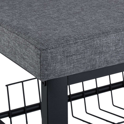 Shoe Bench with Upholstered Seat and Metal Rack