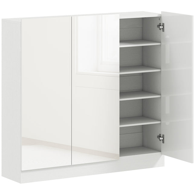 Schoenenkast, 10 planken, ventilatie, softclose, wit hout