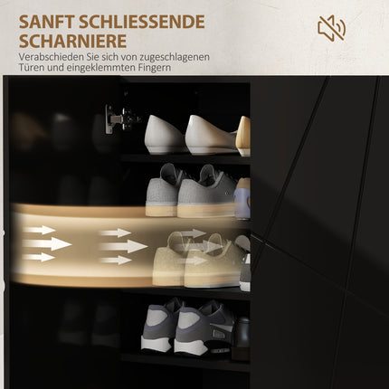Shoe Cabinet, 2 Doors, 3 Adjustable Shelves, Black