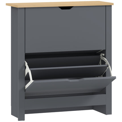 Shoe Cabinet, 2 Flip Compartments, 72x26x80 cm, Dark Grey
