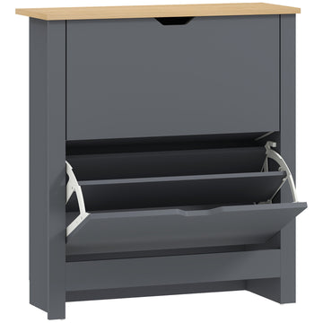 Shoe Cabinet, 2 Flip Compartments, 72x26x80 cm, Dark Grey