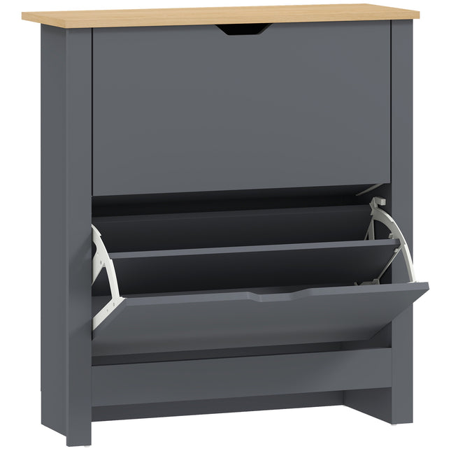 Schoenenkast, 2 klapvakken, 72x26x80 cm, donkergrijs