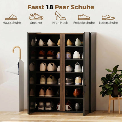 Shoe Cabinet, 6-Tier, Soft-Close, High-Gloss Black