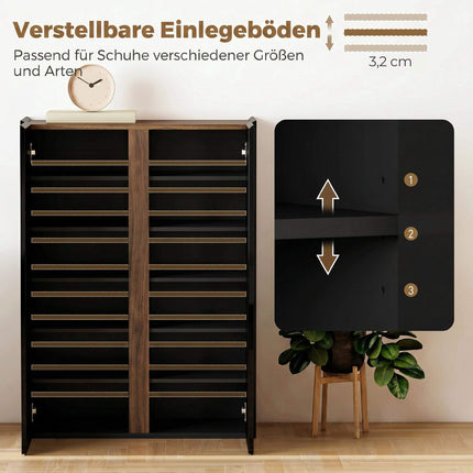 Shoe Cabinet, 6-Tier, Soft-Close, High-Gloss Black