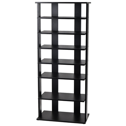Shoe Cabinet, 7-Tier Double-Row, Removable Shelves, Black