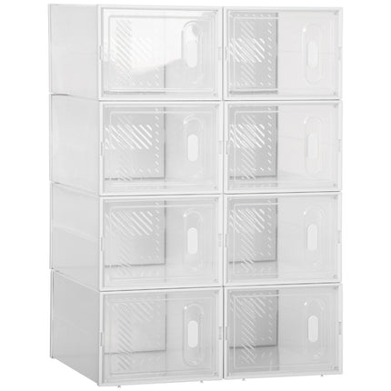 Shoe rack in transparent plastic - rectangular shelf with 8 compartments