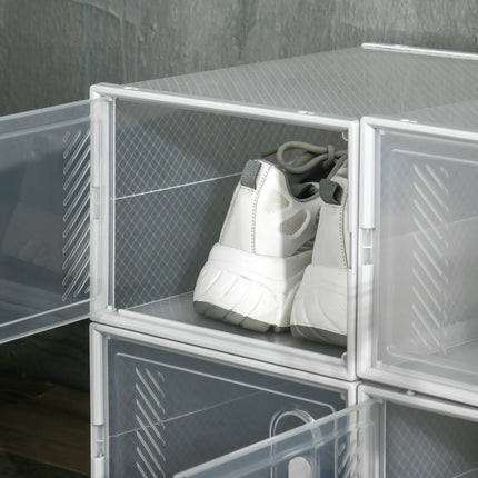 Shoe rack in transparent plastic - rectangular shelf with 8 compartments