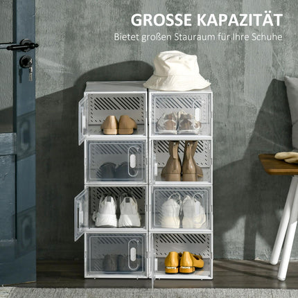 Shoe rack in transparent plastic - rectangular shelf with 8 compartments