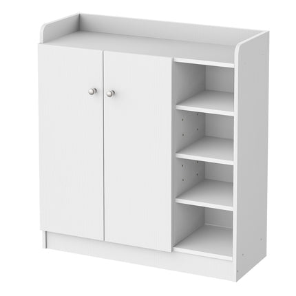 White Shoe cabinet with doors & 4 compartments, 83x30x90cm