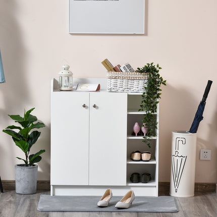 White Shoe cabinet with doors & 4 compartments, 83x30x90cm