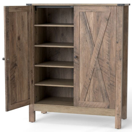 Shoe Cabinet With Doors, 6-Tier Adjustable Shelves