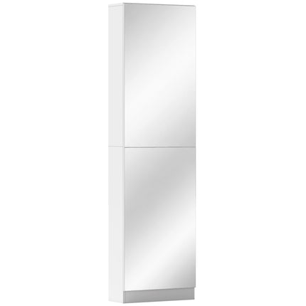 Shoe Cabinet With Mirror, Slim 5-Tier, White 50x20x180cm