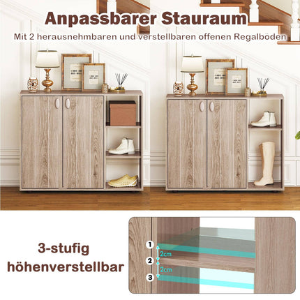 Shoe Cabinet with 2 Doors & Adjustable Shelves, Natural