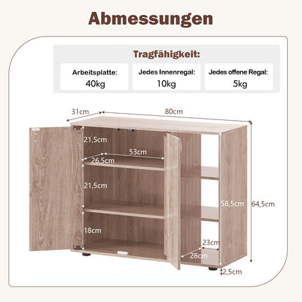 Shoe Cabinet with 2 Doors & Adjustable Shelves, Natural