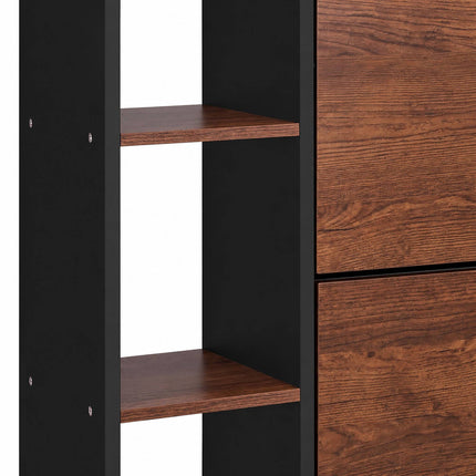 Shoe Cabinet with 2 Flaps, Adjustable Shelves, Black