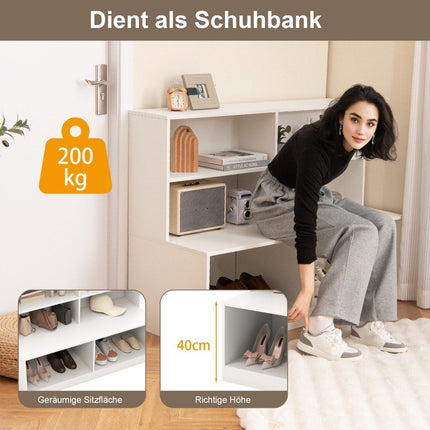 Shoe Cabinet with 6 Compartments, 2-in-1 Bench & Shelf