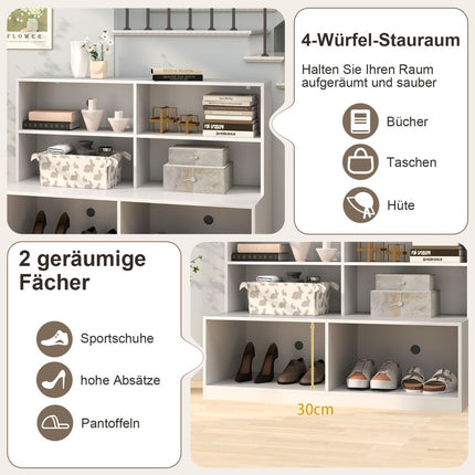 Shoe Cabinet with 6 Compartments, 2-in-1 Bench & Shelf