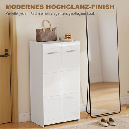 Shoe Cabinet with Adjustable Shelves, Glossy White, Holds 10 Pairs